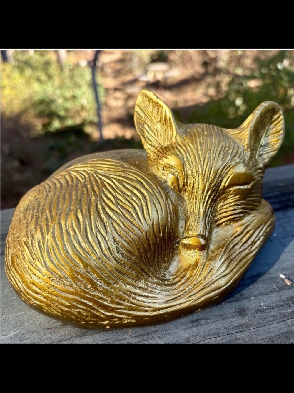 Golden Eloise Sleeping Fox Sculpture - Decorative Home Art